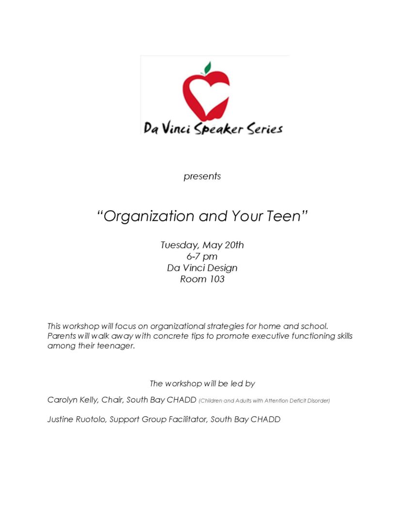 Flyer - Organization and Your Teen Workshop