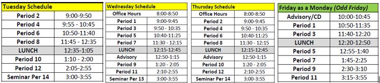 Odd Friday Bell Schedules