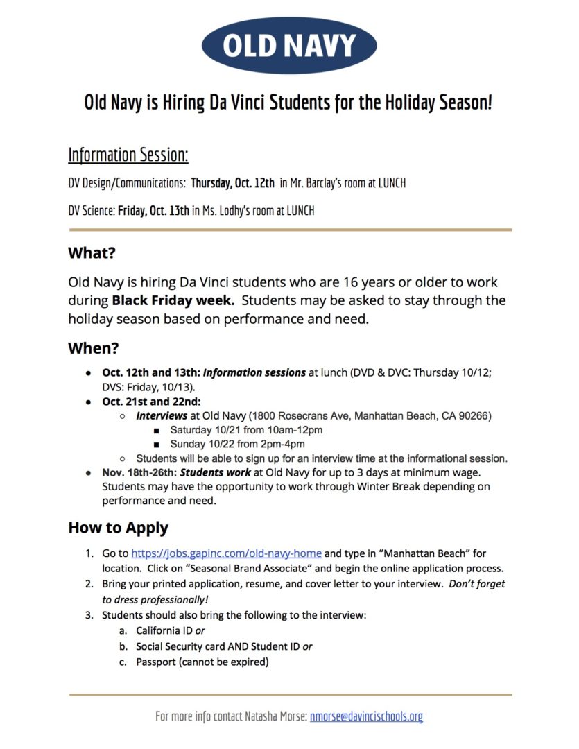 old navy seasonal jobs