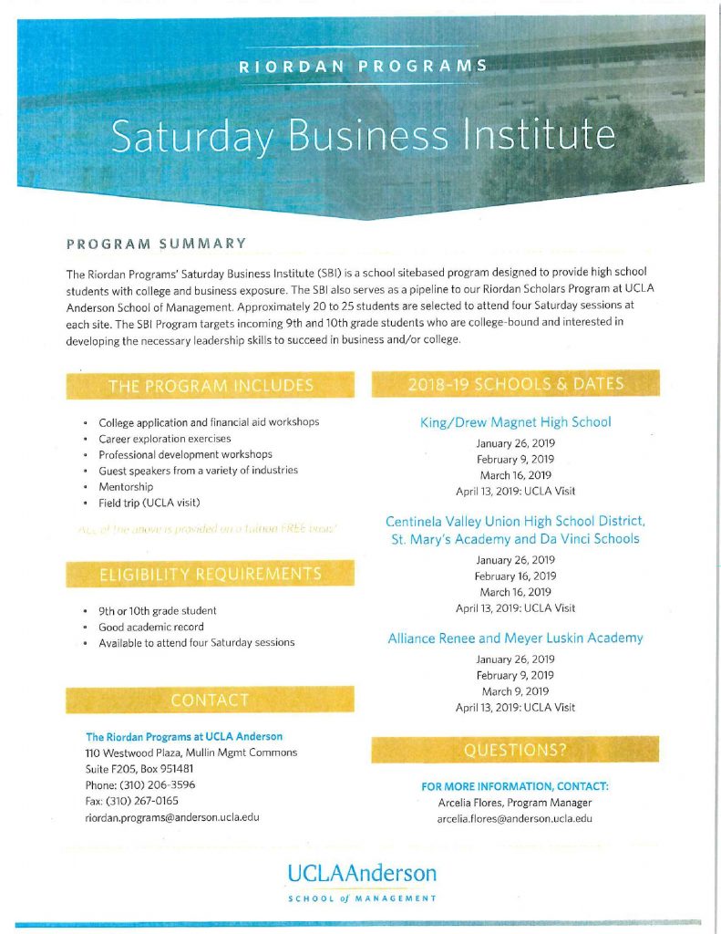 UCLA Riordan: Saturday Business Institute 