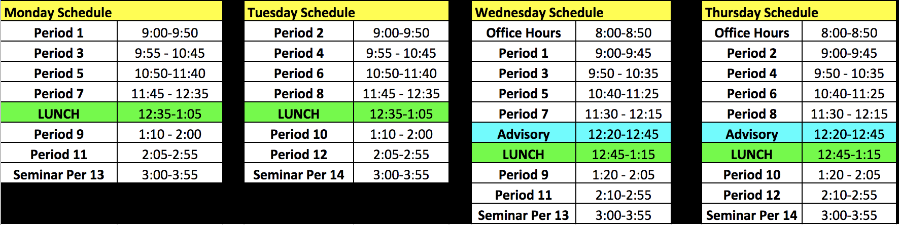 PD Week Bell Schedule
