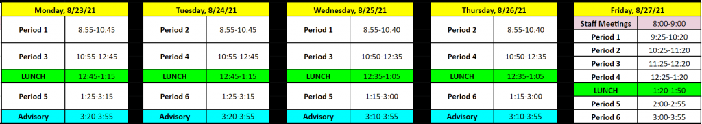 DVD Week 2 Bell Schedule