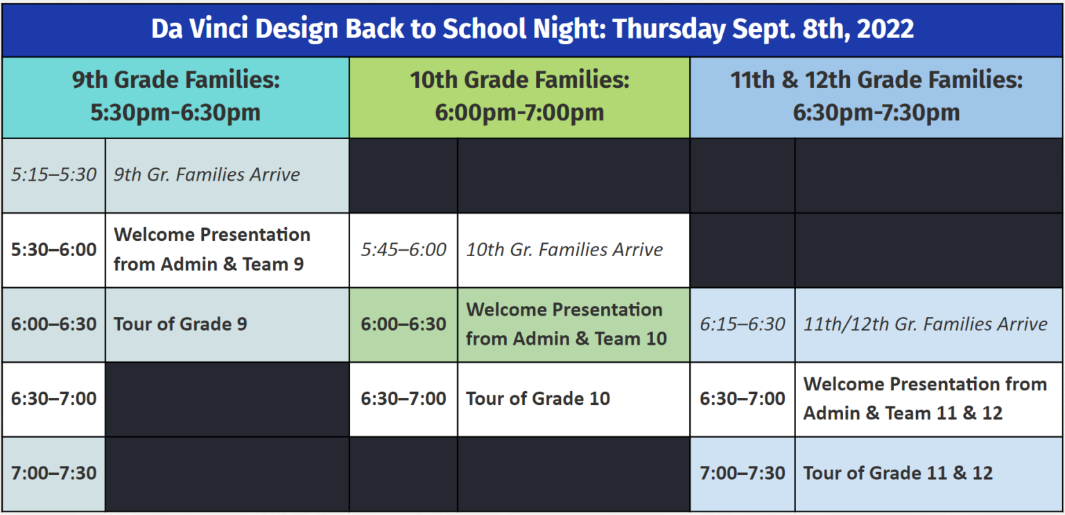 BTSN Fall 2022 Schedule Da Vinci Design