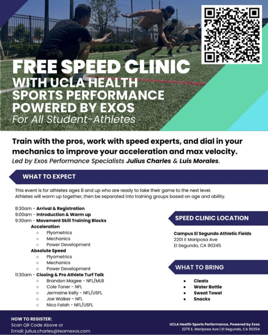 UCLA Health Sports Performance/EXOS SPEED CLINIC- July 22 - Da Vinci Design